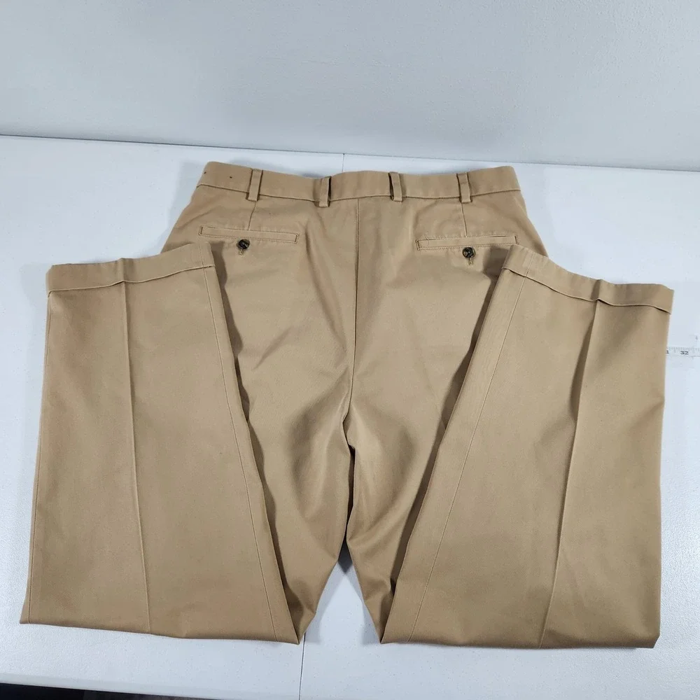 Brooks Brothers Advantage Chino Elliot Pleated Khaki Pants Mens 40x32 Tan Cuffed